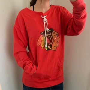 NHL Chicago BlackHawks Open Neck Fleece Sweatshirt